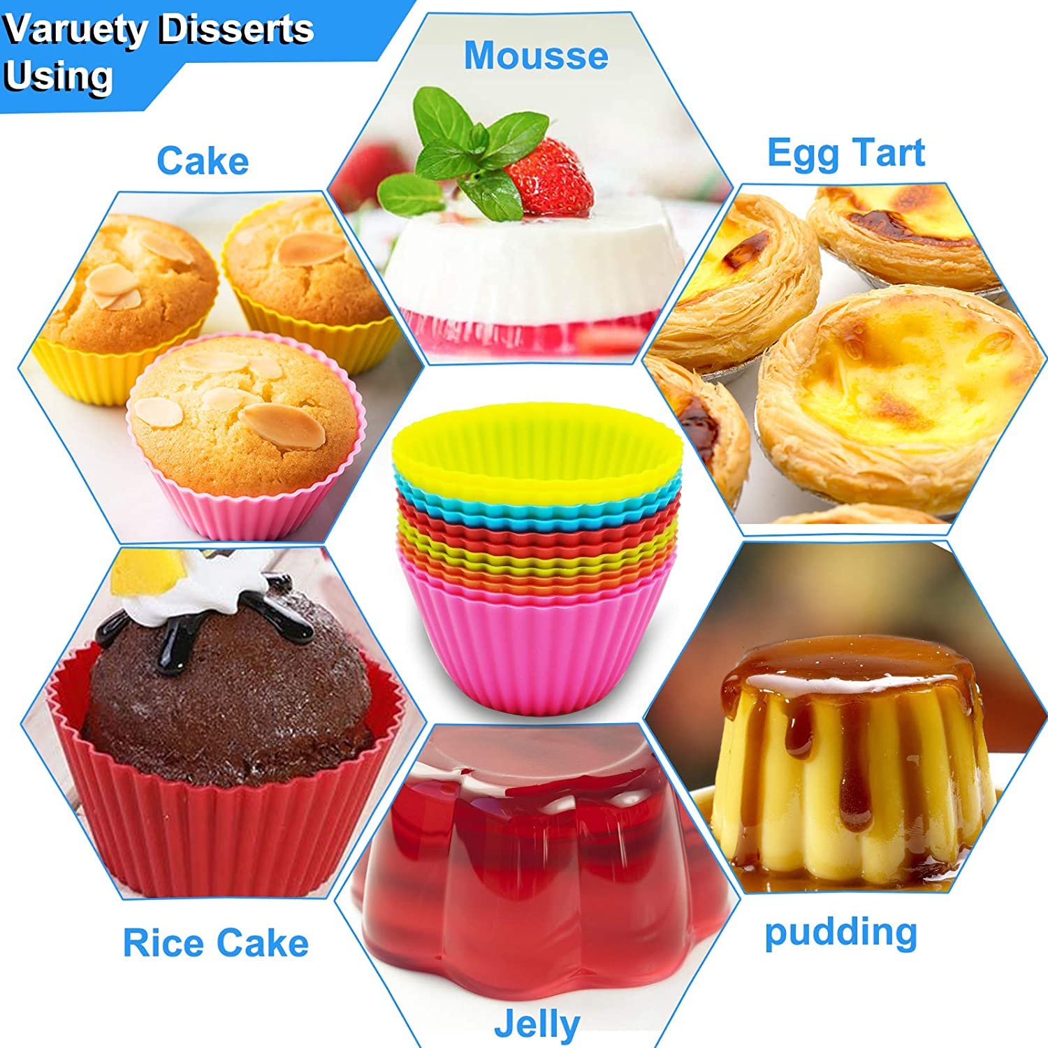 Reusable Silicone Baking Cups - 5-Pack Non-Stick Cupcake Muffin Liners & Cake Molds, Perfect for Baking, Meal Prep, and Lunch Box Dividers - Utoolmart Silicone Cupcake Baking Cups Set