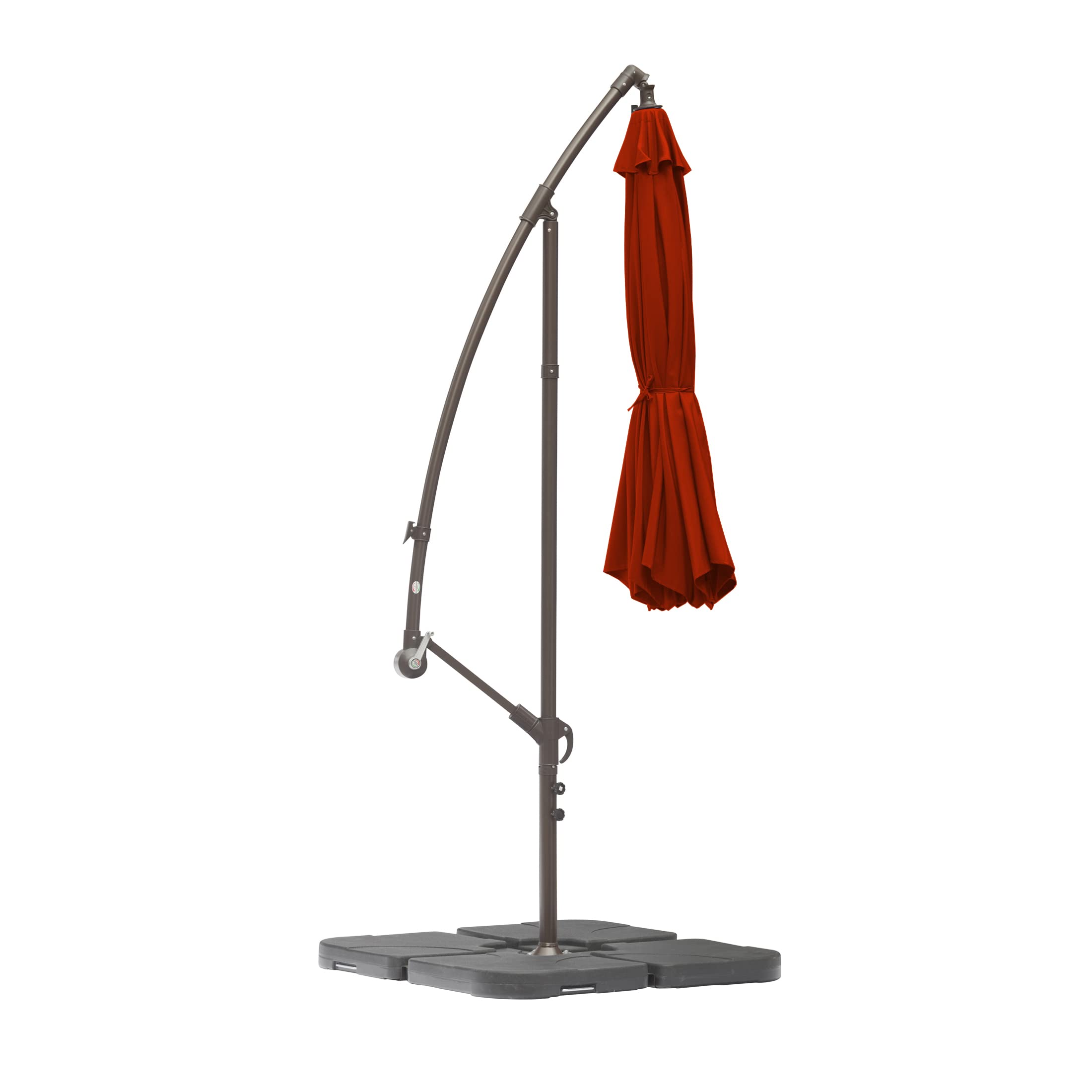 WO Home Furniture 10ft Outdoor Patio Cantilever Umbrella with Stand, Base & 3 Weights - Hanging Shade Kit for Backyard, Poolside, and Garden Relaxation