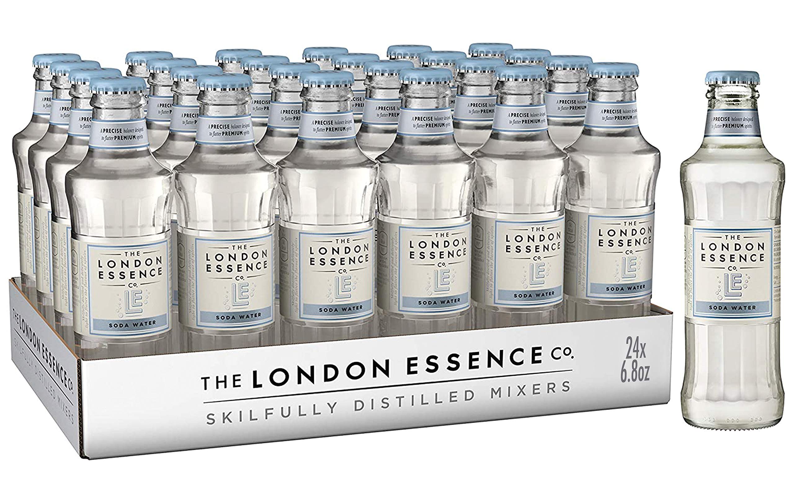 London Essence Premium Soda Water - Carbon Filtered, Clean Mineral Aroma, Moderate Carbonation - 24 Pack (6.8 Fl Oz Bottles) - Perfect Mixer for Gin, Vodka & Cocktails - Ideal for Home Bars, Parties & Refreshing Drinks