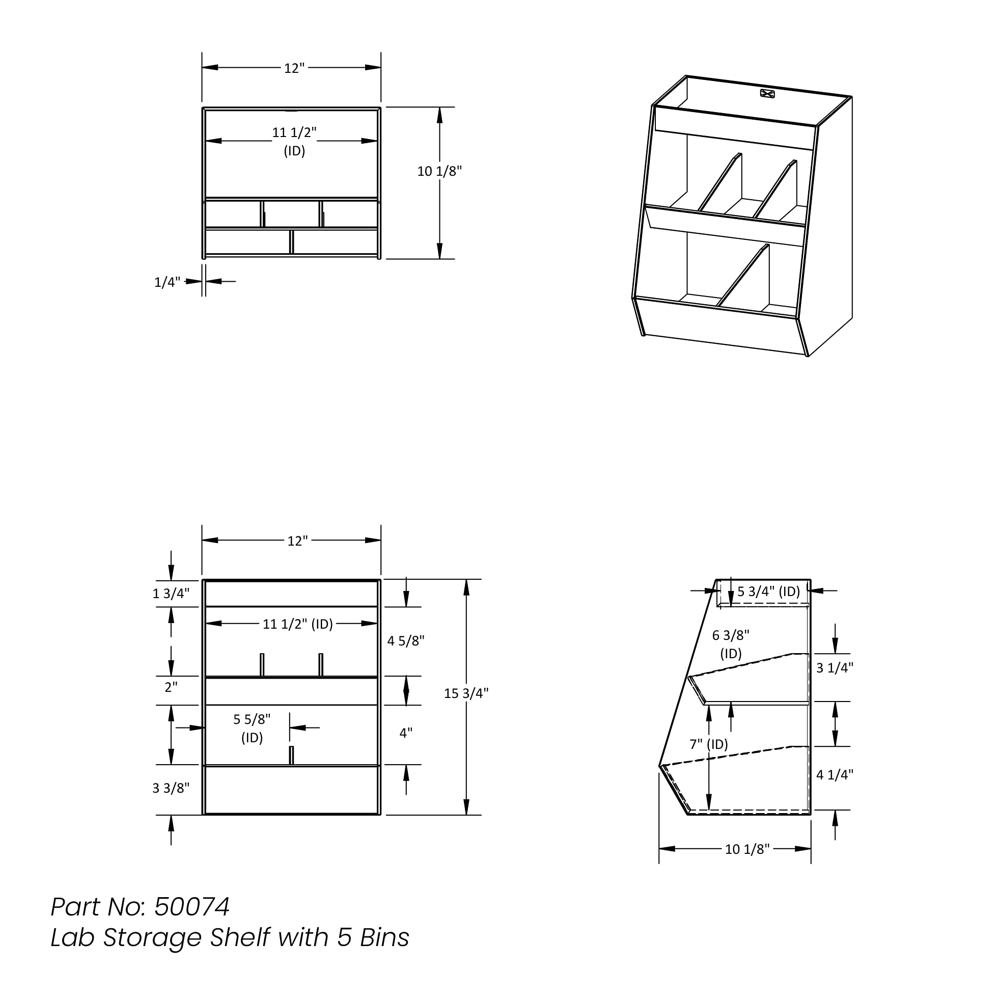 TrippNT 5-Bin Lab Storage Shelf - Durable Plastic Organizer for Science Labs, Classrooms & Home Office Use