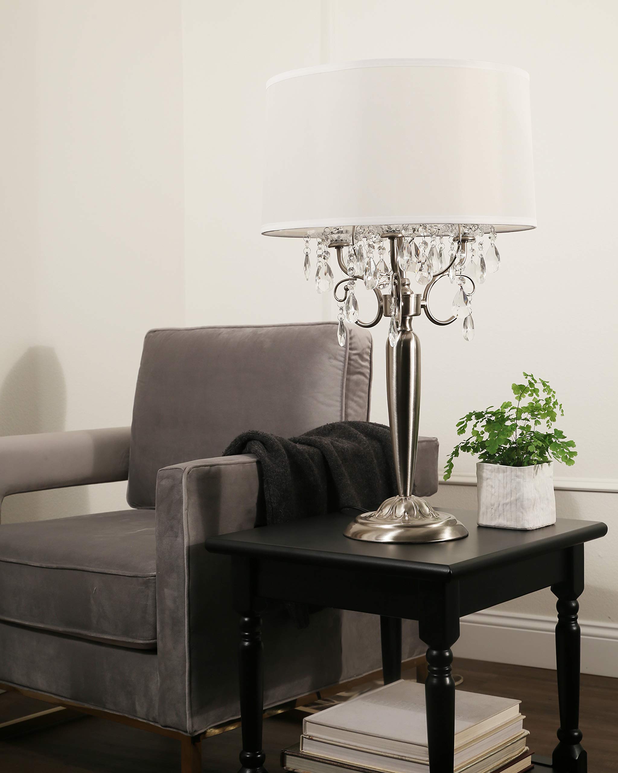 Elegant Crystal Silver Table Lamp - 16