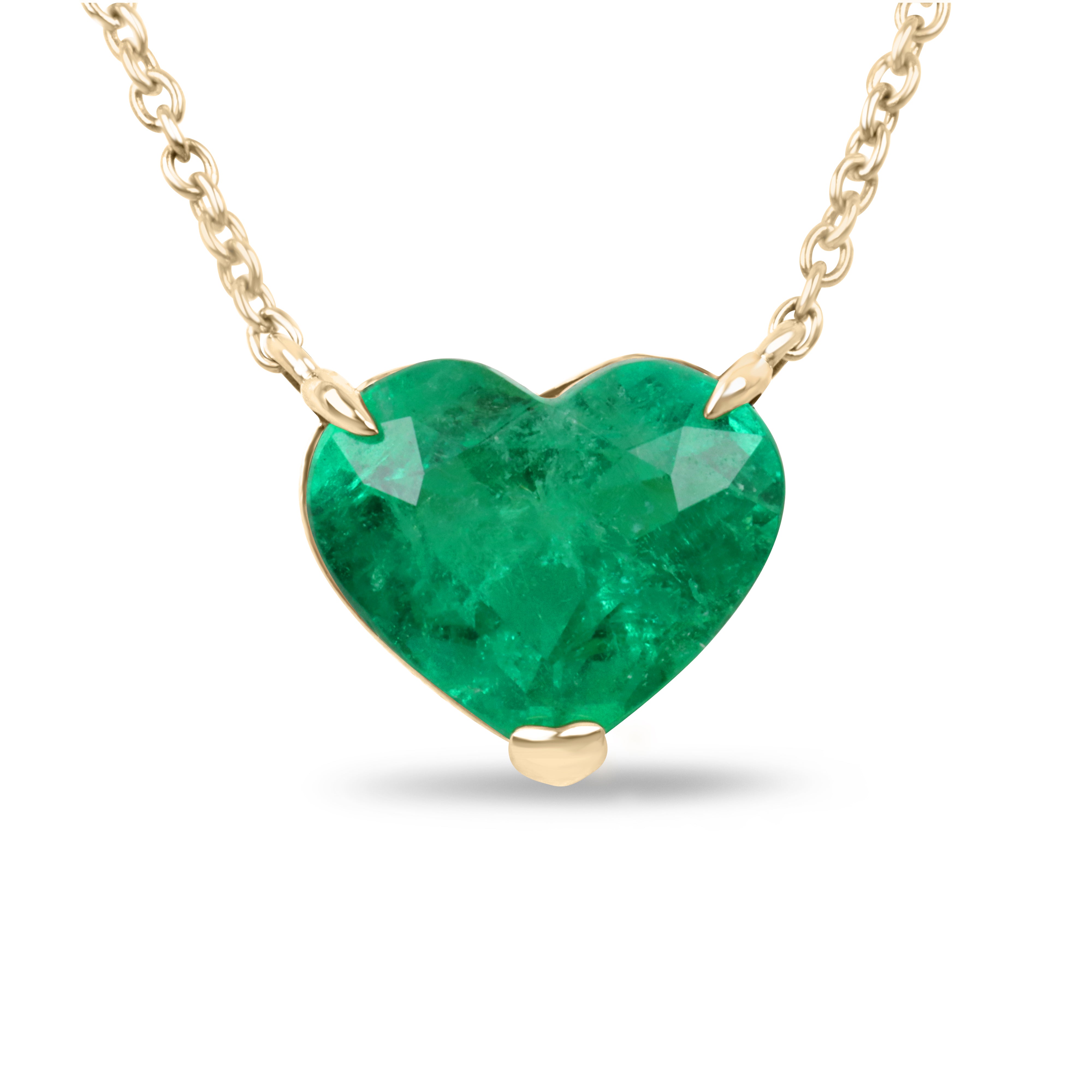 5.77 Carat Colombian Emerald Heart Cut Solitaire 18K Gold Necklace for Women - Elegant Jewelry Gift for Anniversary, Valentine's Day & Special Occasions