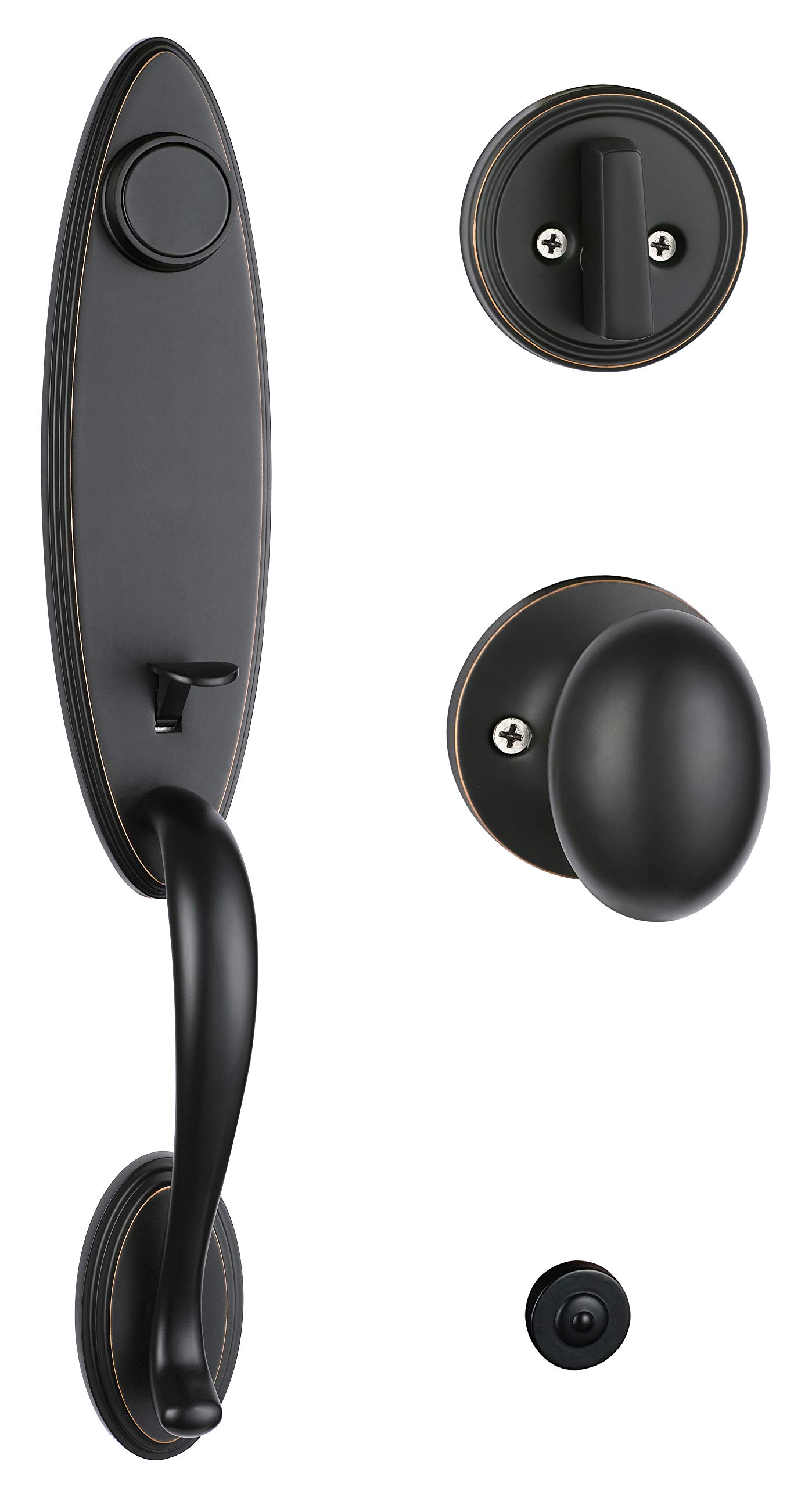Oil Rubbed Bronze Front Door Full Dummy Handleset with Knob Handle - MDHST200610B-D-AMZ - Perfect for Entry Doors, Interior Doors, and Home Security Enhancement