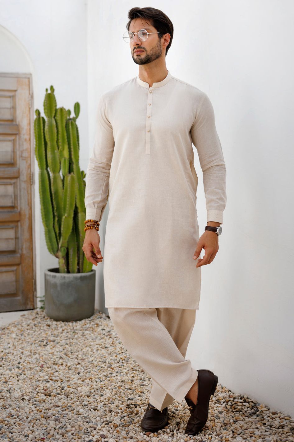 Blended Beige Shalwar Kameez Almirah - Premium Pakistani Traditional Outfit for Women | Perfect for Weddings, Festivals & Special Occasions