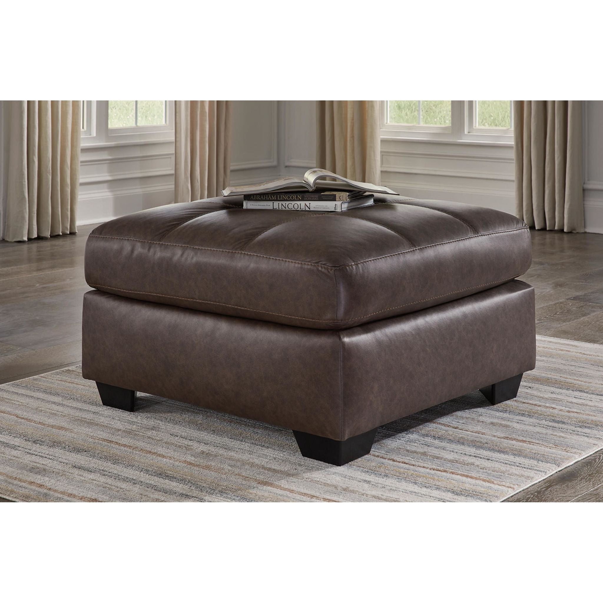 Barlin Mills Oversized Accent Ottoman - Large Round Footstool Pouf with Storage, Soft Tufted Upholstery for Living Room, Bedroom & Home Decor