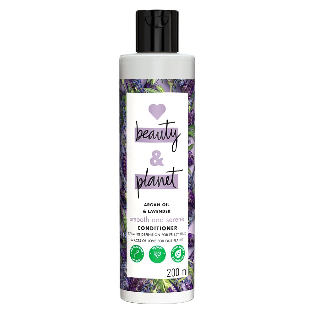 Love Beauty & Planet Argan Oil & Lavender Conditioner - Paraben Free, Dye Free, 200ml for Smooth & Silky Hair - Perfect for Daily Hair Care & Relaxation