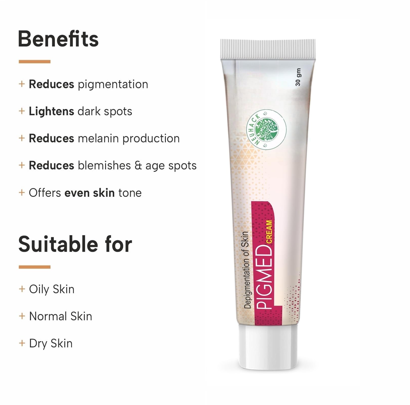 Neuhack Pigmed Dark Spot Corrector Cream - Fades Pigmentation, Acne Scars & Pimple Marks for Women & Men | 30gm Anti-Blemish Treatment | Perfect for Daily Skincare Routine & Post-Acne Care