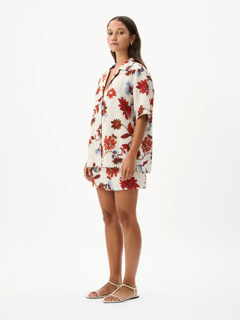 CRUZ Women's Cactus Bloom Sand Print Shirt - Stylish Floral Blouse for Casual Wear, Beach Outings, and Summer Fashion