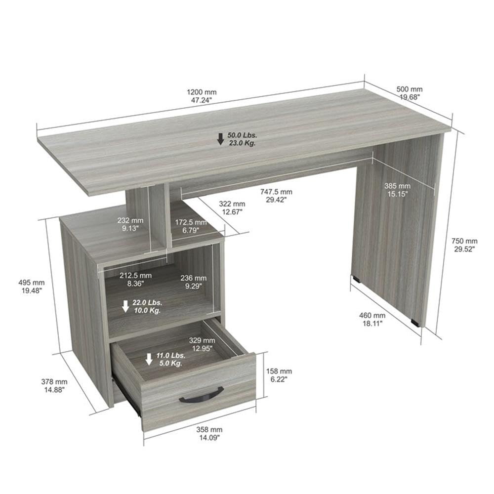 Smoke Oak Inval Writing Desk - Compact Home Office Solution