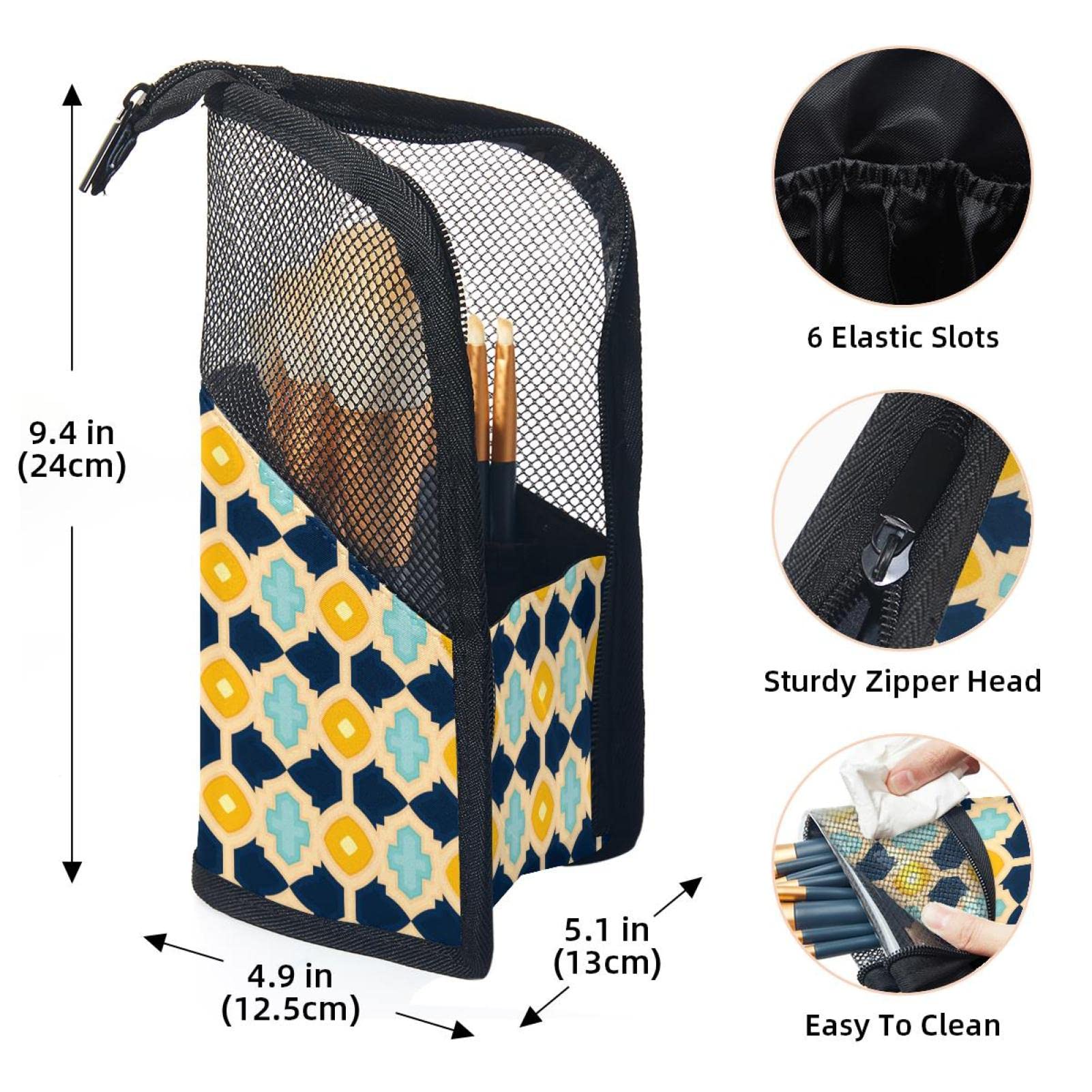 Premium 12-Piece Makeup Brush Organizer Bag with Abstract Marble Texture - Portable Travel Brush Holder Case for Professional & Home Makeup Application