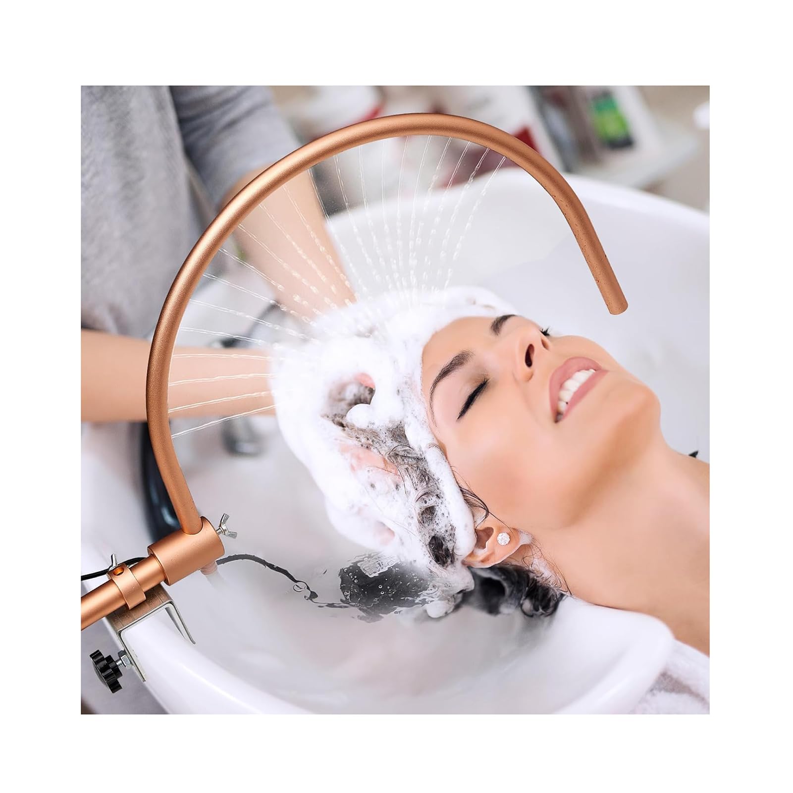 Portable Head Spa Water Circulation Rack with 180° Waterfall Design & Built-in Pump - Salon Shower Head for Relaxing Scalp Massage & Hair Care at Home or Spa