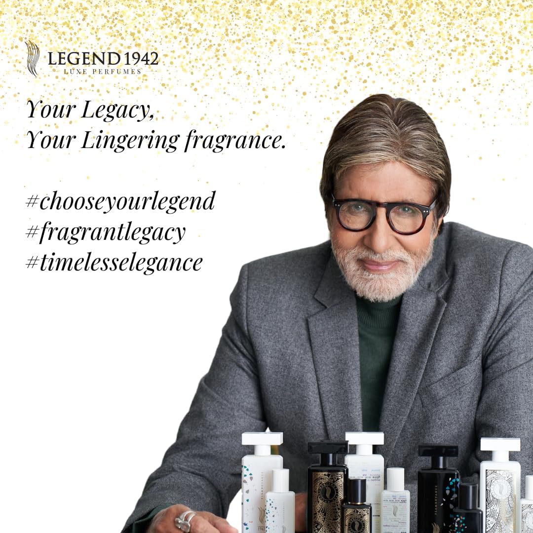 Legend 1942 Long Lasting Luxury Perfume for Men & Women - In-Dna Black 100ml Eau de Cologne | Floral Fragrance | Handcrafted by Amitabh Bachchan | Perfect for Daily Wear, Special Occasions & Romantic Gifts