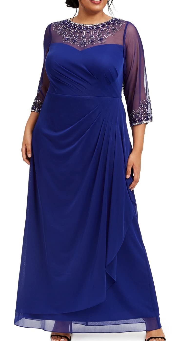 Alex Evenings Women's Plus Size Long Sleeve Sweetheart Neckline Dress - Elegant Formal Gown for Weddings, Parties & Special Occasions