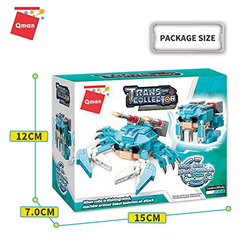 QMAN STEM Building Blocks Toy for Kids Age 6+ | 140-Piece Magic Cube Bricks Transformable Animal Toys | Educational Learning Creative Construction Kit | Perfect Gift for Boys & Girls (Crab Model) | Great for Classroom STEM Activities, Birthday Gifts & Creative Playtime
