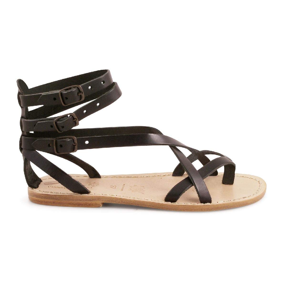 Handmade Black Leather Gladiator Sandals for Women - Comfortable & Stylish Roman Style Sandals for Summer, Beach, and Casual Outings