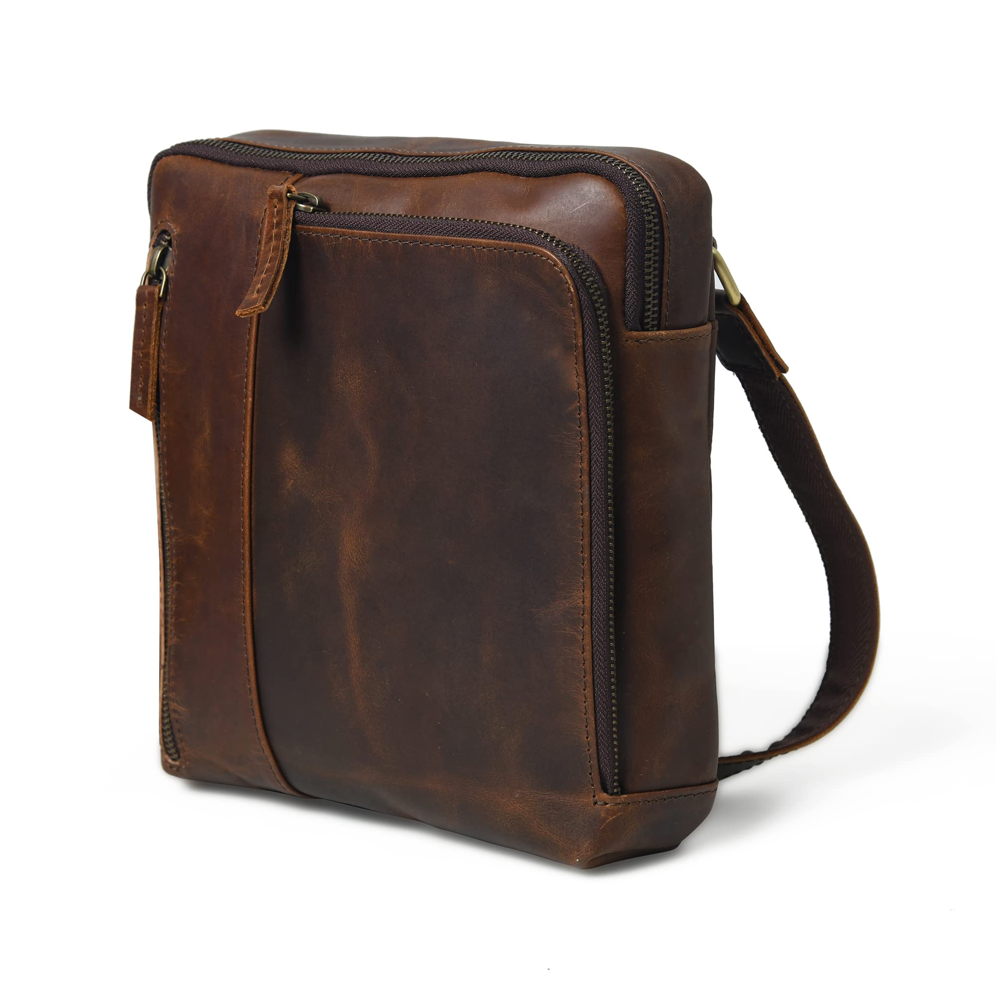 Vintage Leather Messenger Bag for Men - Genuine Leather Crossbody Shoulder Bag for Work, Travel & Daily Use | Durable & Stylish Men's Purse