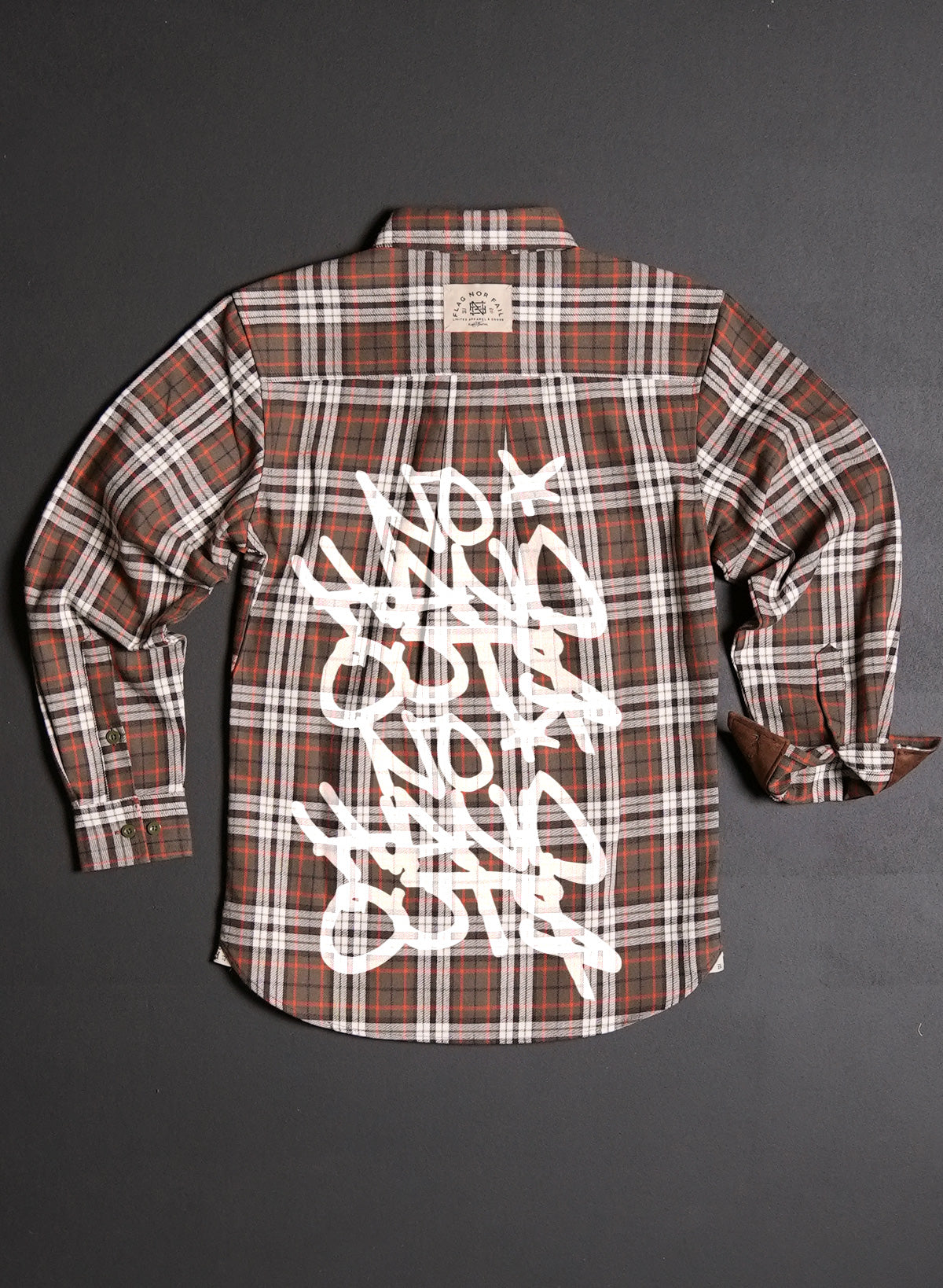 Men's No Handouts X Forever Flannel Shirt - Orange Plaid Long Sleeve Button Down for Casual Wear & Outdoor Activities