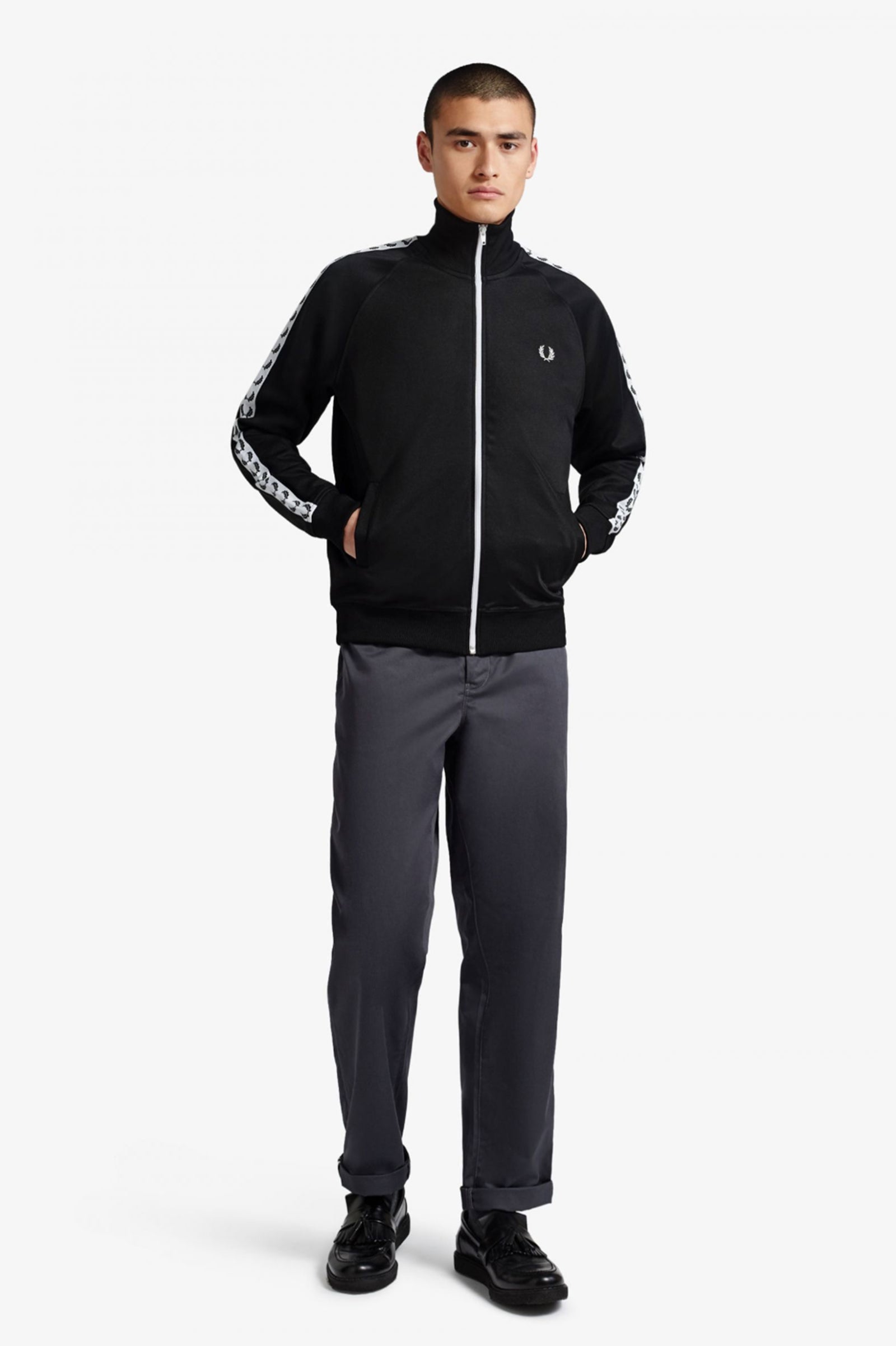 Black Taped Track Jacket - Stylish Men's & Women's Athletic Jacket for Running, Gym & Streetwear Fashion