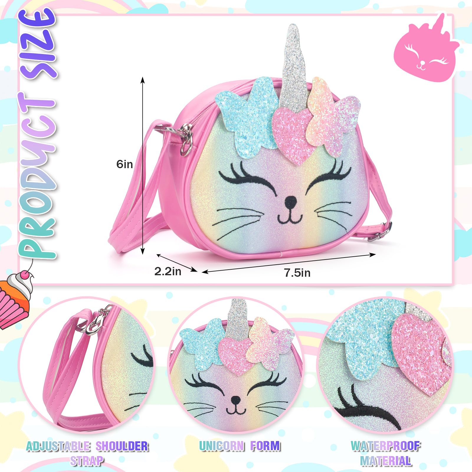 **Girls' Crossbody Purse - Cute Kids Handbag for School, Travel & Play - Perfect Christmas Gift for Little Girls**