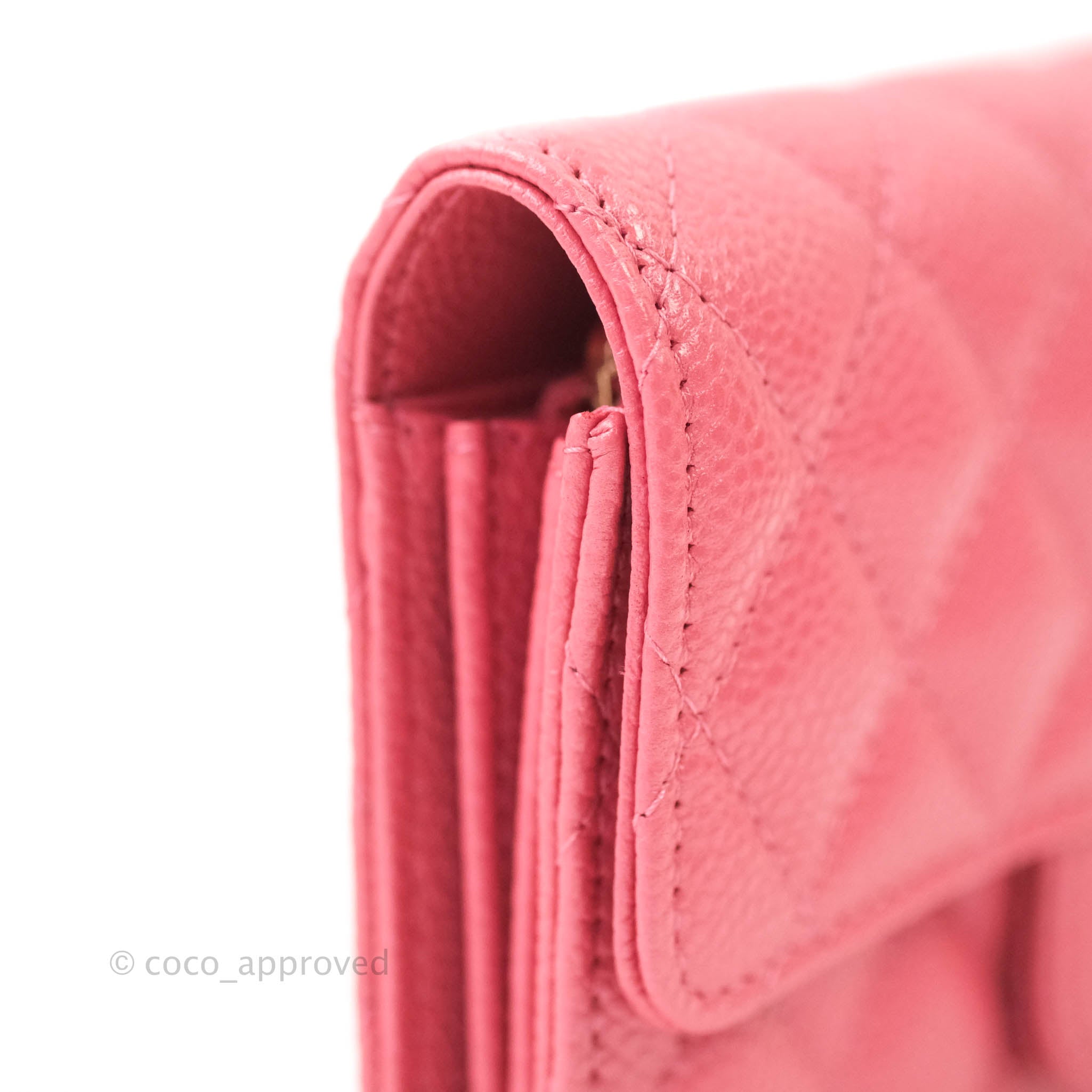 Chanel Classic Flap Wallet in Pink Caviar Leather with Gold Hardware - Luxury Designer Wallet for Women, Perfect for Everyday Use & Special Occasions