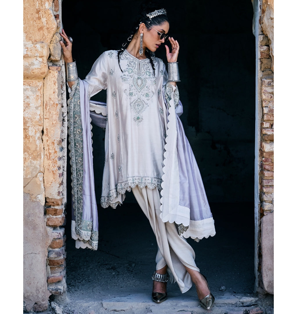 Anandika Beige Embroidered Tunic Set for Women | Boho Chic Summer Outfit | Perfect for Casual Wear, Beach Vacation & Festivals