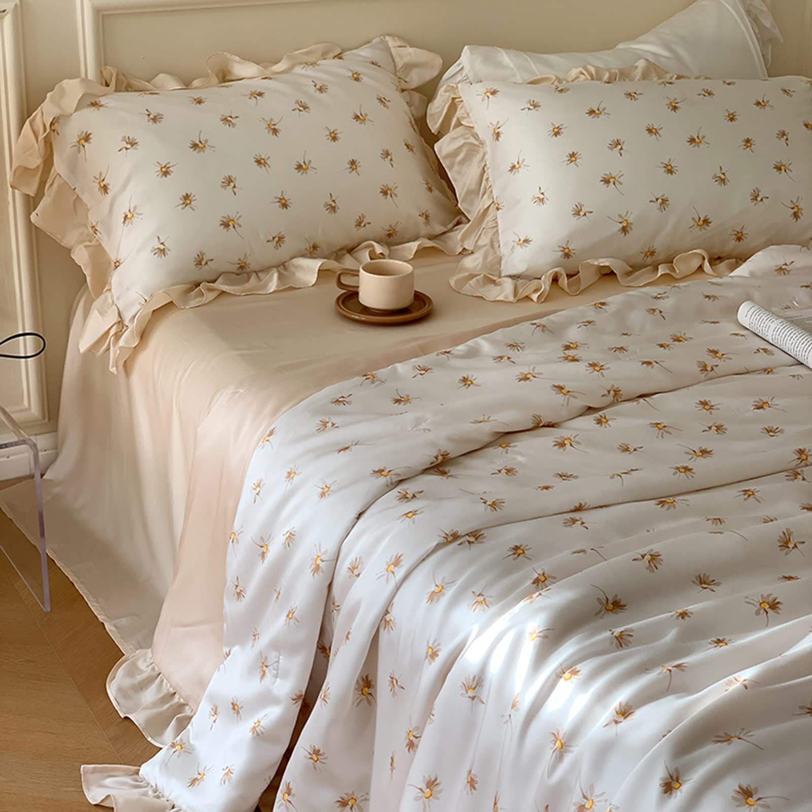 Tencel Summer Cooling Quilt - Breathable & Washable Lightweight Bedspread for Hot Weather (200x230cm, White) | Perfect for Air-Conditioned Rooms & Summer Nights