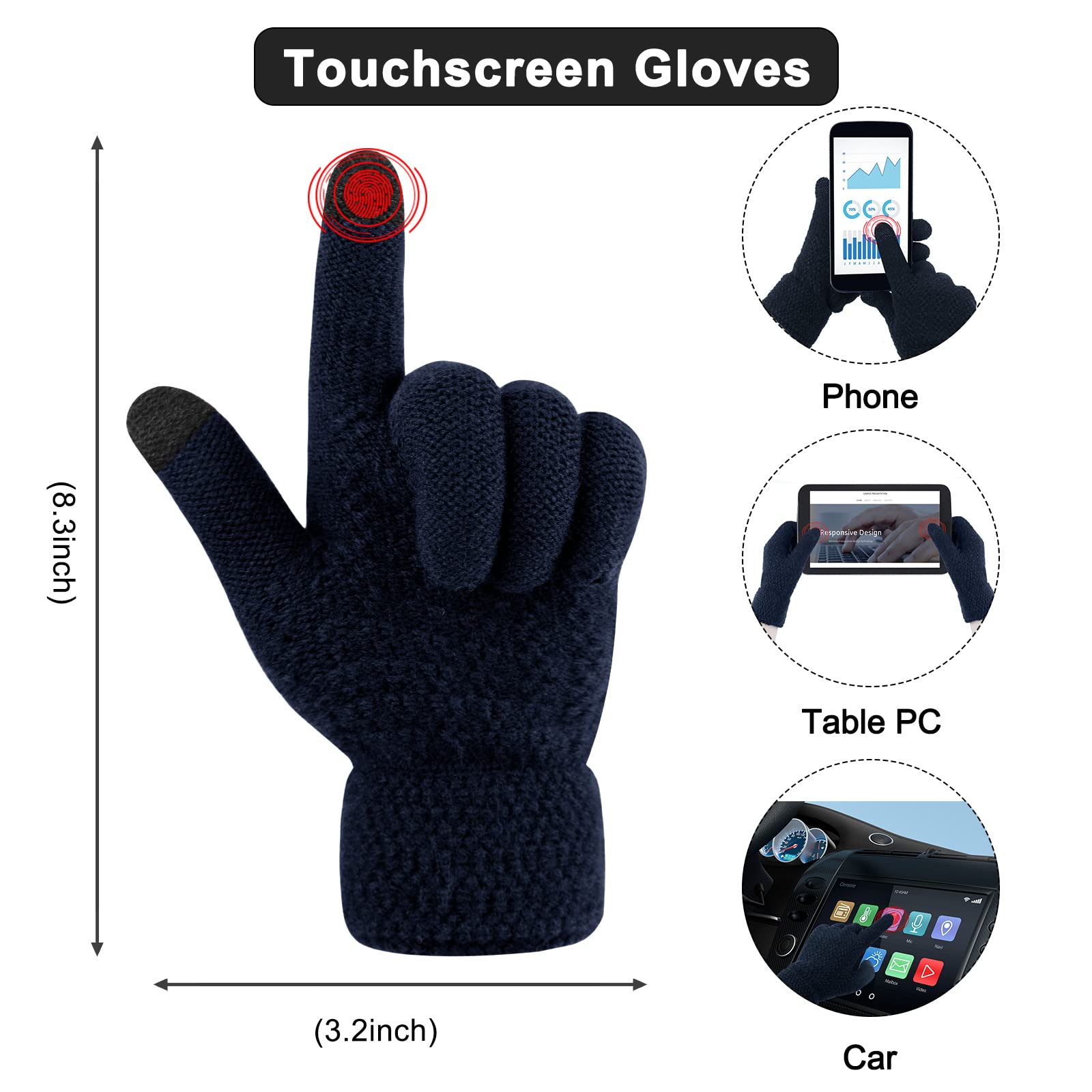 Hicdaw Women's Winter Hat Gloves Scarf Set - Warm Beanie Hat, Circle Loop Scarf & Gloves for Cold Weather - Perfect for Snowboarding, Skiing & Outdoor Activities
