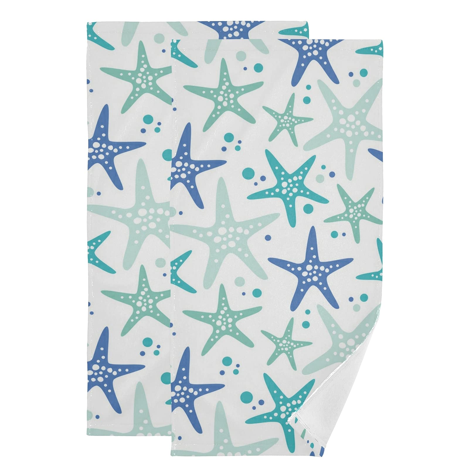 CHIFIGNO Cute Starfish Face Towels for Skincare - 2 Pack Soft Washcloths, Absorbent Dish Towels for Kitchen & Fingertip Bath Towels | Perfect for Spa Day, Facial Cleansing & Gentle Exfoliation