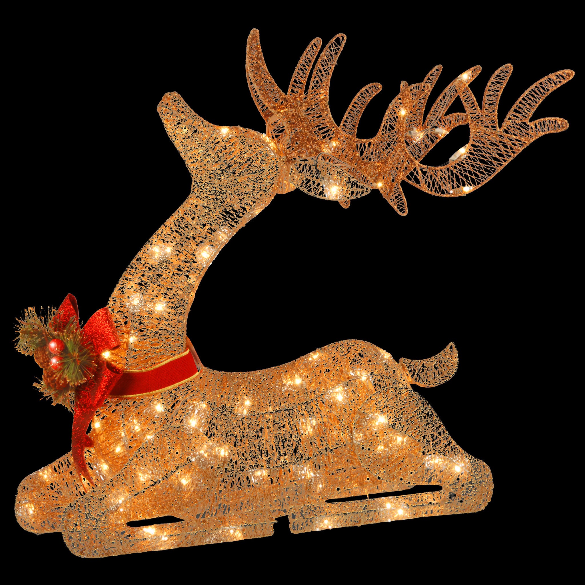 31 Inch Sisal Splendor Champagne Lying Deer Statue - Elegant Home Decor for Living Room, Bedroom, or Office