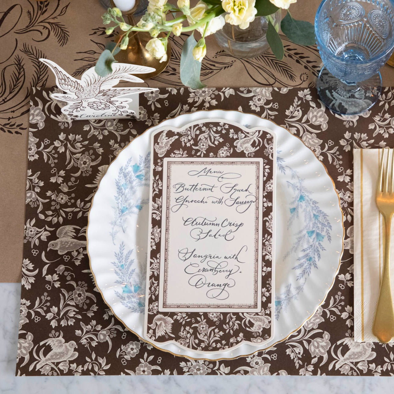 Elegant Brown Peacock Placemats Set of 6 - Waterproof & Heat Resistant Table Mats for Dining, Kitchen, Party Decor - Regal Peacock Design for Home & Restaurant Use