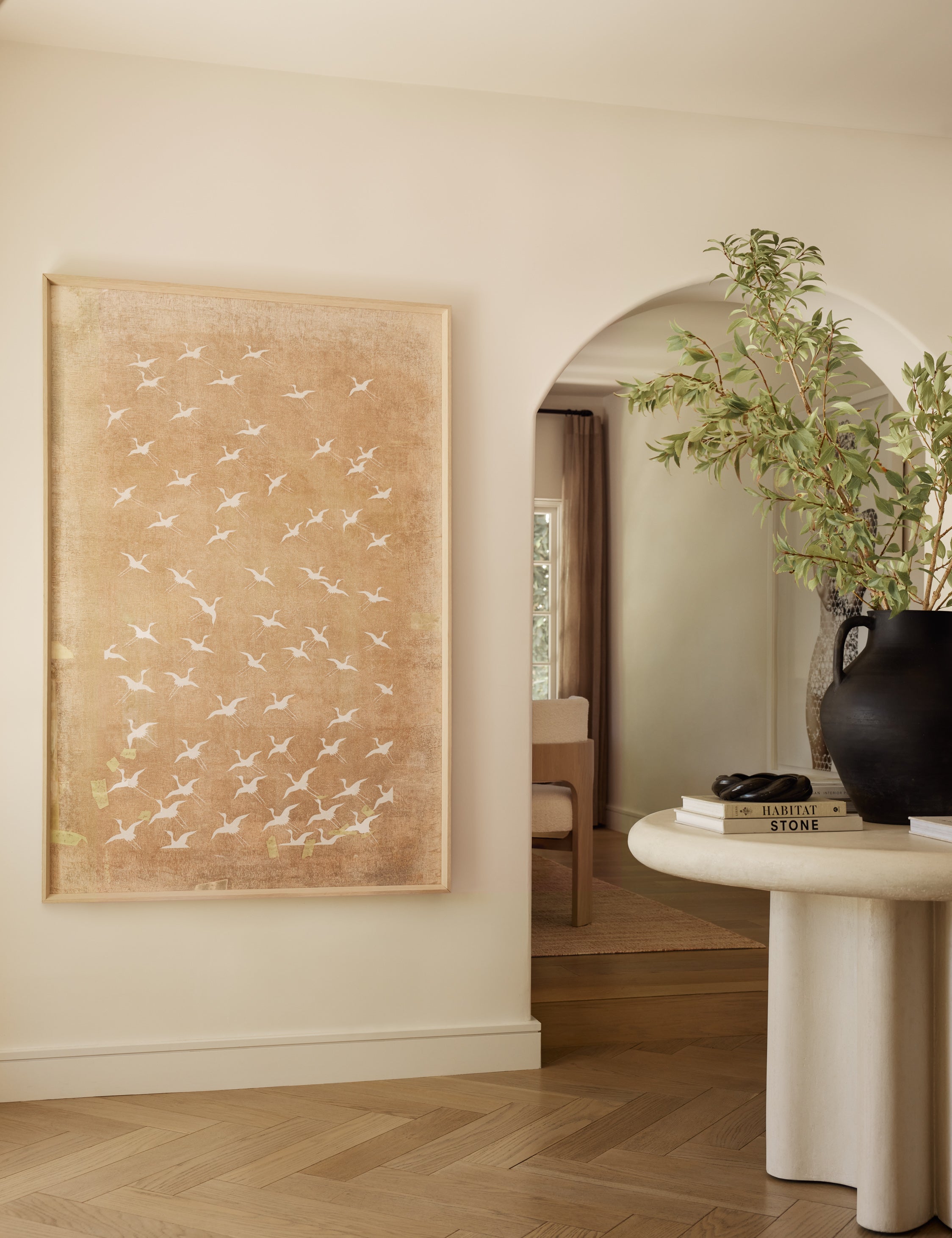 ZBC House Crane Stencil 2 Wall Art - Modern Asian-Inspired Home Decor for Living Room, Bedroom & Office