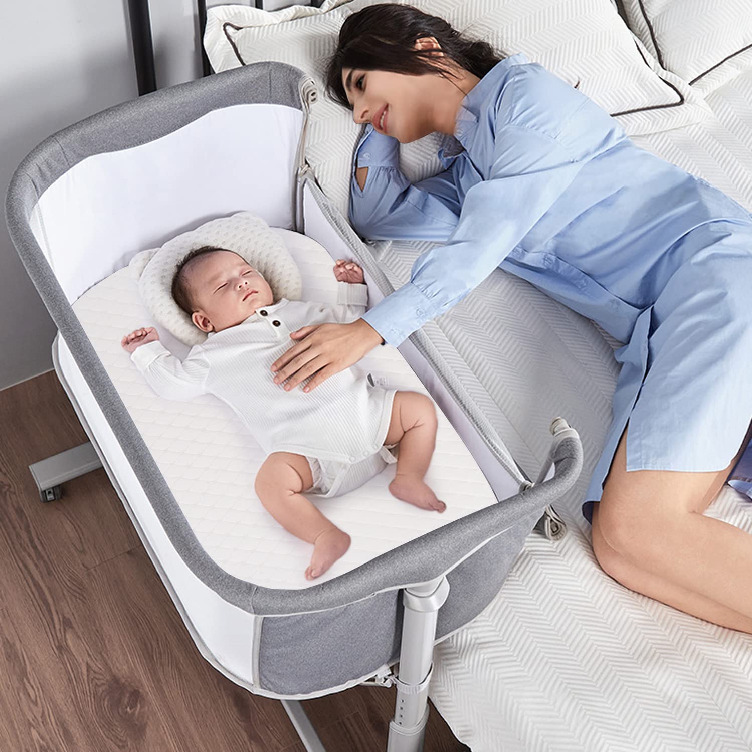 Breathable Hypoallergenic Baby Bassinet Mattress - Premium Non-Toxic Foam, Oval Shape with Removable Waterproof Cover, 15