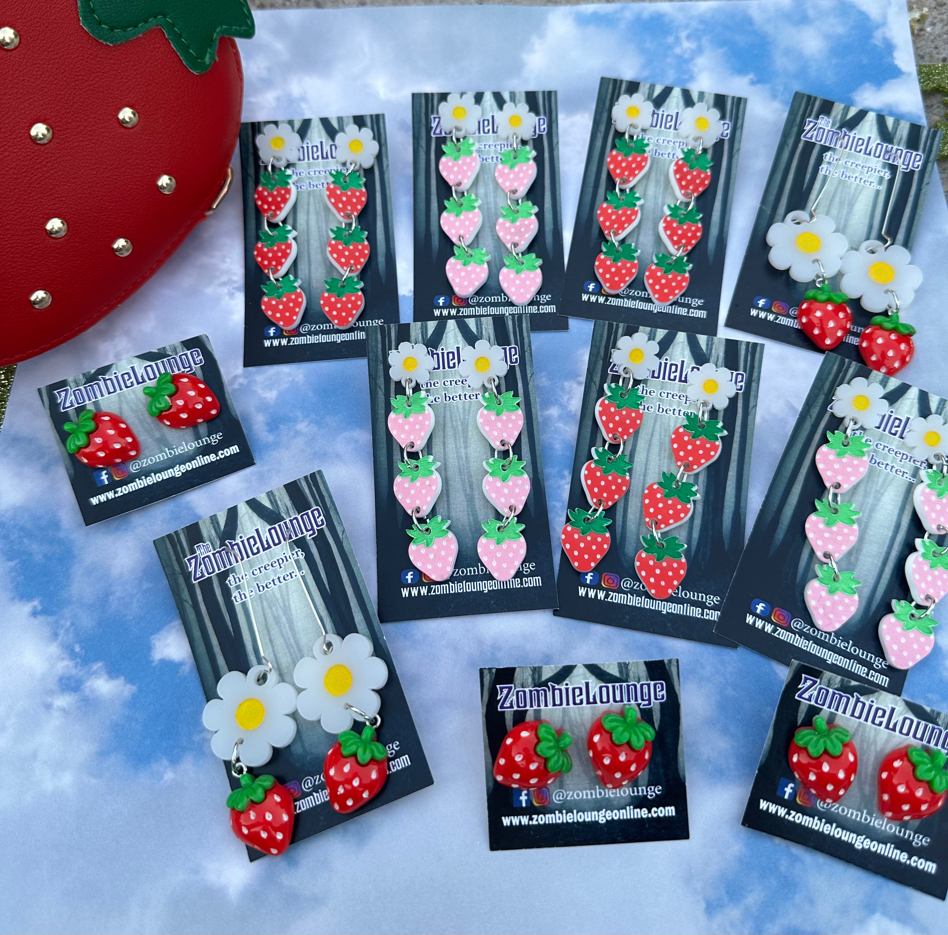 Strawberry Earrings for Women - Cute Dainty Fruit Stud Earrings - Perfect for Summer, Valentine's Day & Everyday Wear