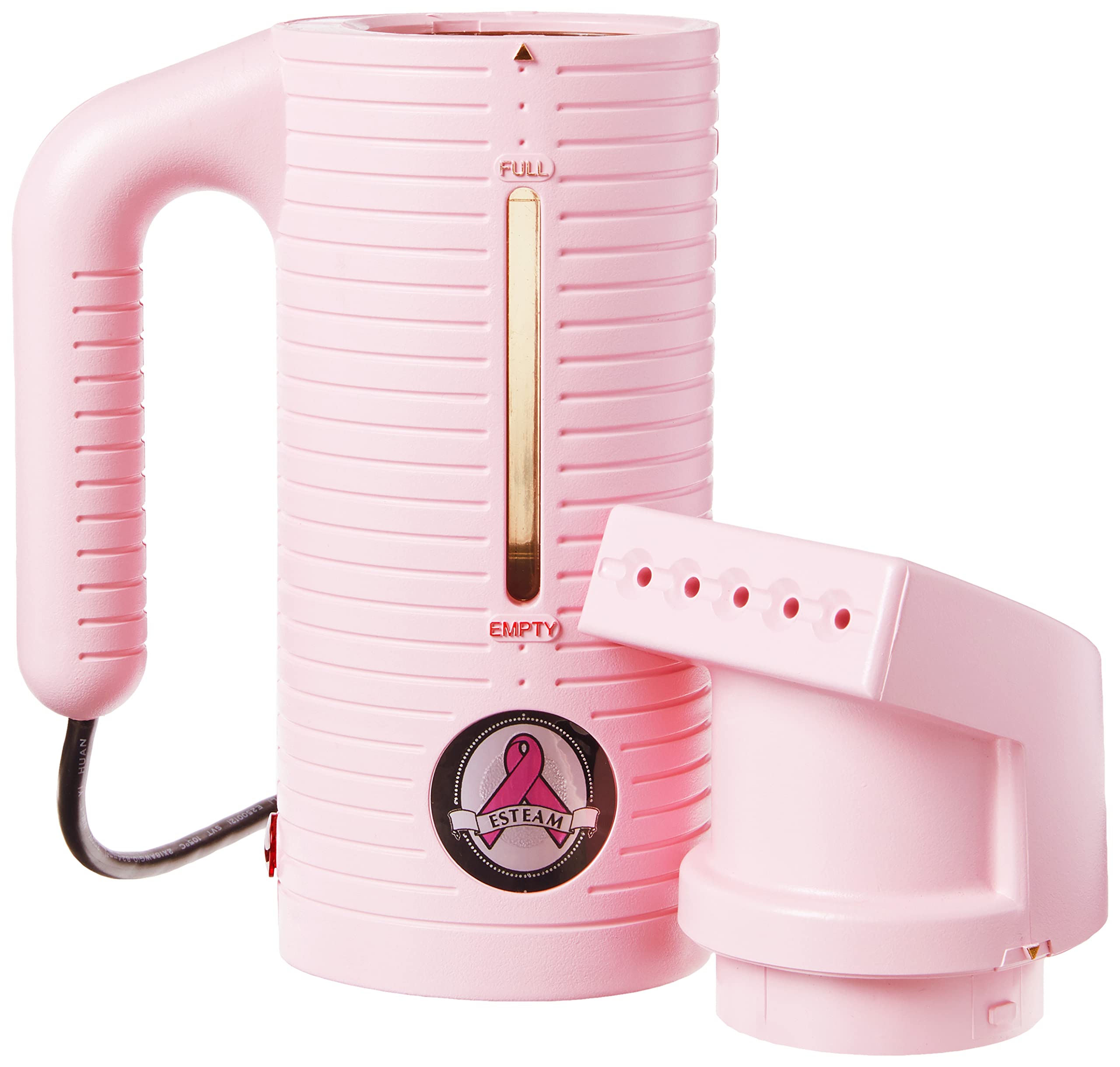 ESTEAM Portable Handheld Steamer for Clothes - 120V Travel Steamer with Universal Adapter Kit (4 Plugs) - Pink | Quick Wrinkle Remover for Shirts, Dresses & Home Fabrics | Perfect for Travel, Business Trips & Home Use