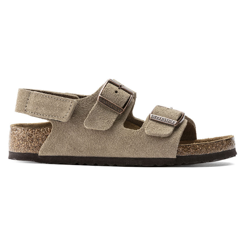 Birkenstock Kids Milano HL Suede Sandals - Comfortable Taupe Leather Footbed for Boys & Girls | Perfect for School, Beach & Outdoor Play
