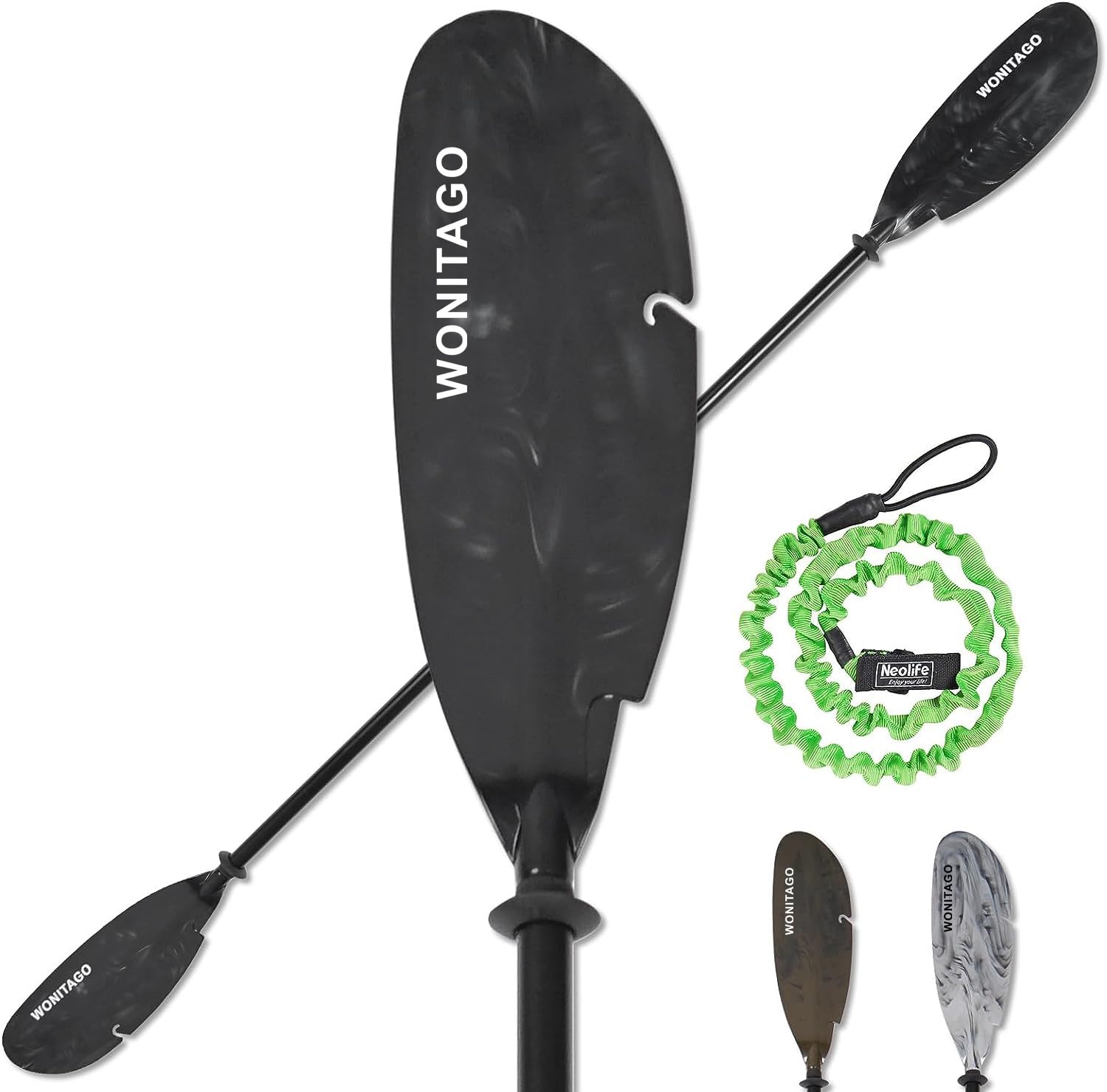 Premium Fiberglass Kayak Paddles with PP Blades - Lightweight Adjustable 3-Piece Oars (230-250cm/90-98in) for Kayaking, Canoeing & Boating - Perfect for Recreational Paddling, Fishing & Water Sports Adventures