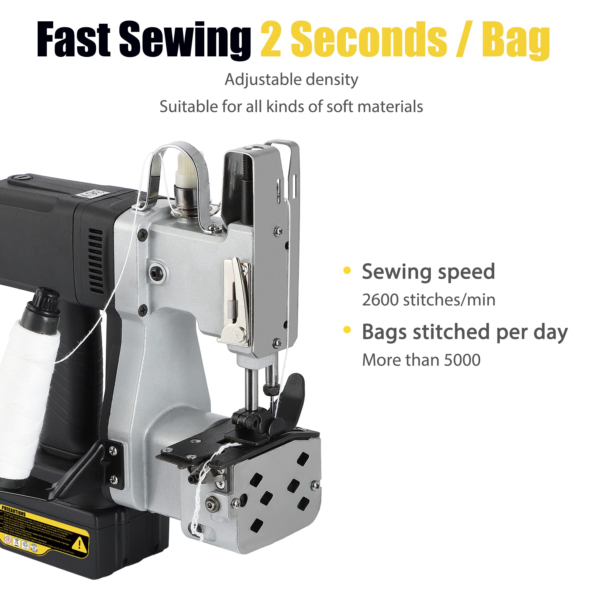 **Portable Cordless Bag Sewing Machine - 2s/bag, 8.1Lbs Automatic Woven Bag Closer (White) - Ideal for Packaging, Agriculture & DIY Projects**