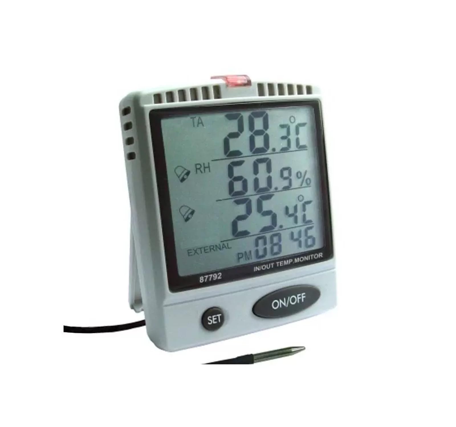 AZ-87792 Large Display Indoor/Outdoor Thermometer & Hygrometer with External Temperature Probe - Digital Humidity & Temperature Monitor for Home, Greenhouse, Warehouse, and Office