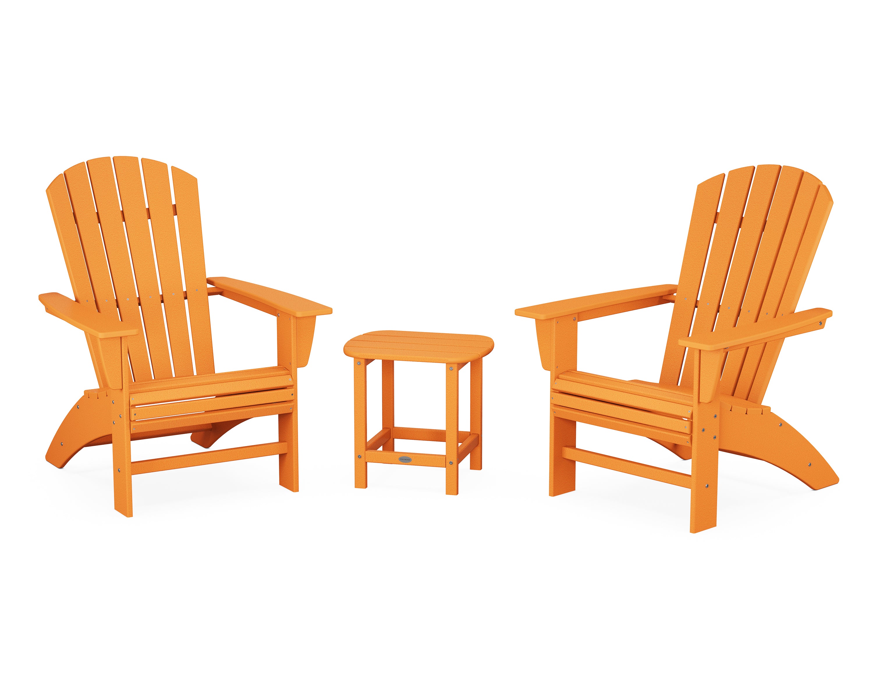 POLYWOOD Nautical 3-Piece Curveback Adirondack Chair Set - Outdoor Patio Furniture for Beach, Poolside & Garden Relaxation