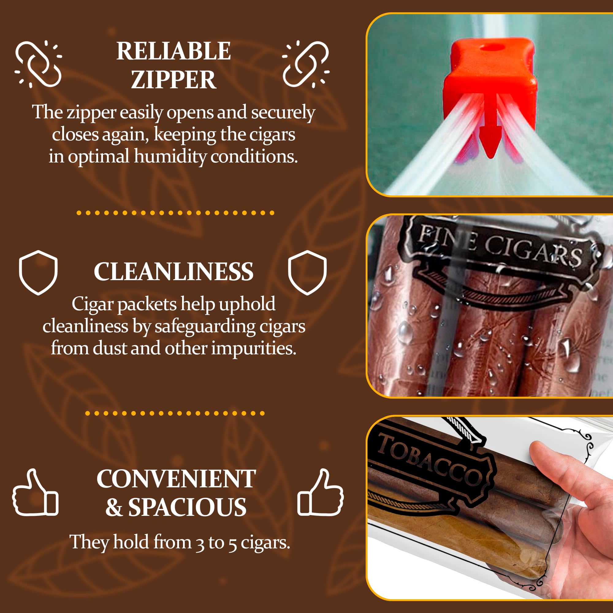 Premium Clear Plastic Cigar Bags with Slider Zipper - 6.5