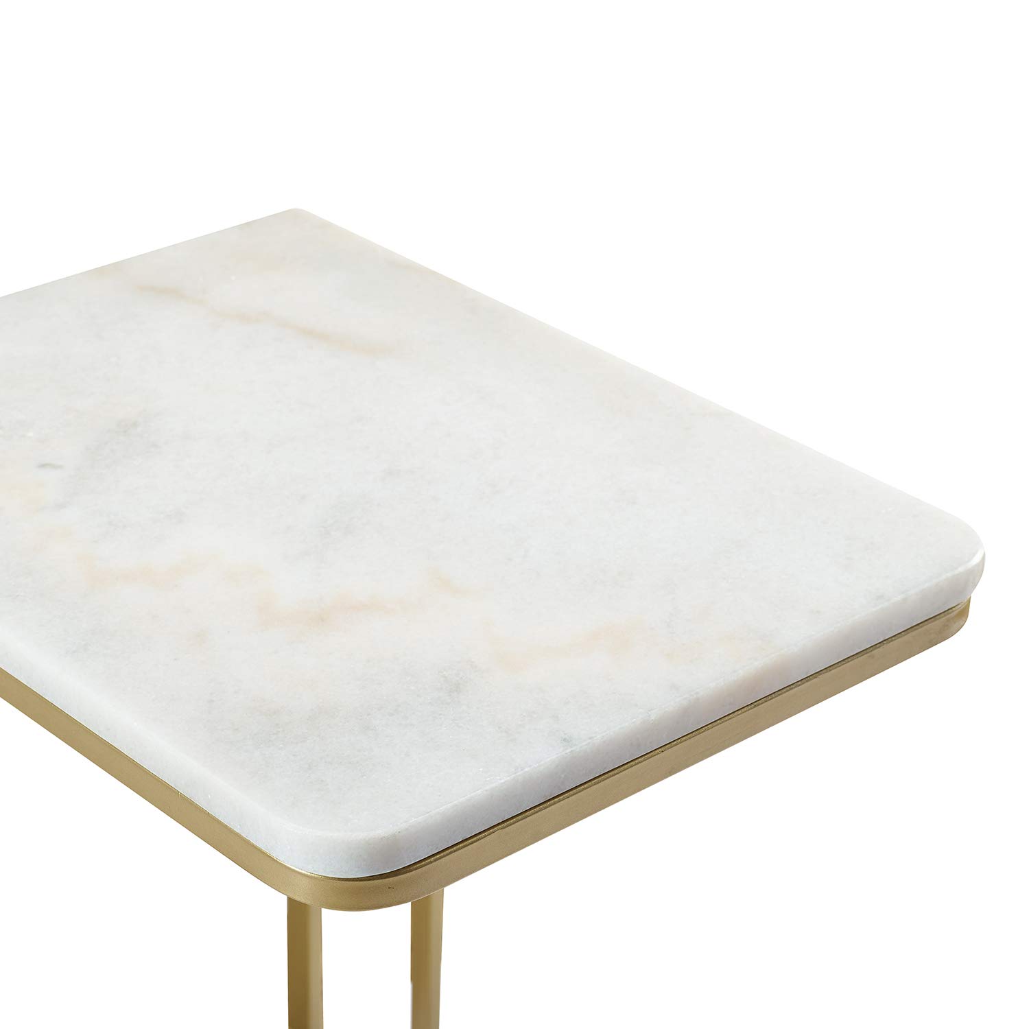SEI Furniture Fallon Marble Coffee Table with Gold Metal Base - Modern Living Room Accent Table for Small Spaces, Home Decor & Entertaining