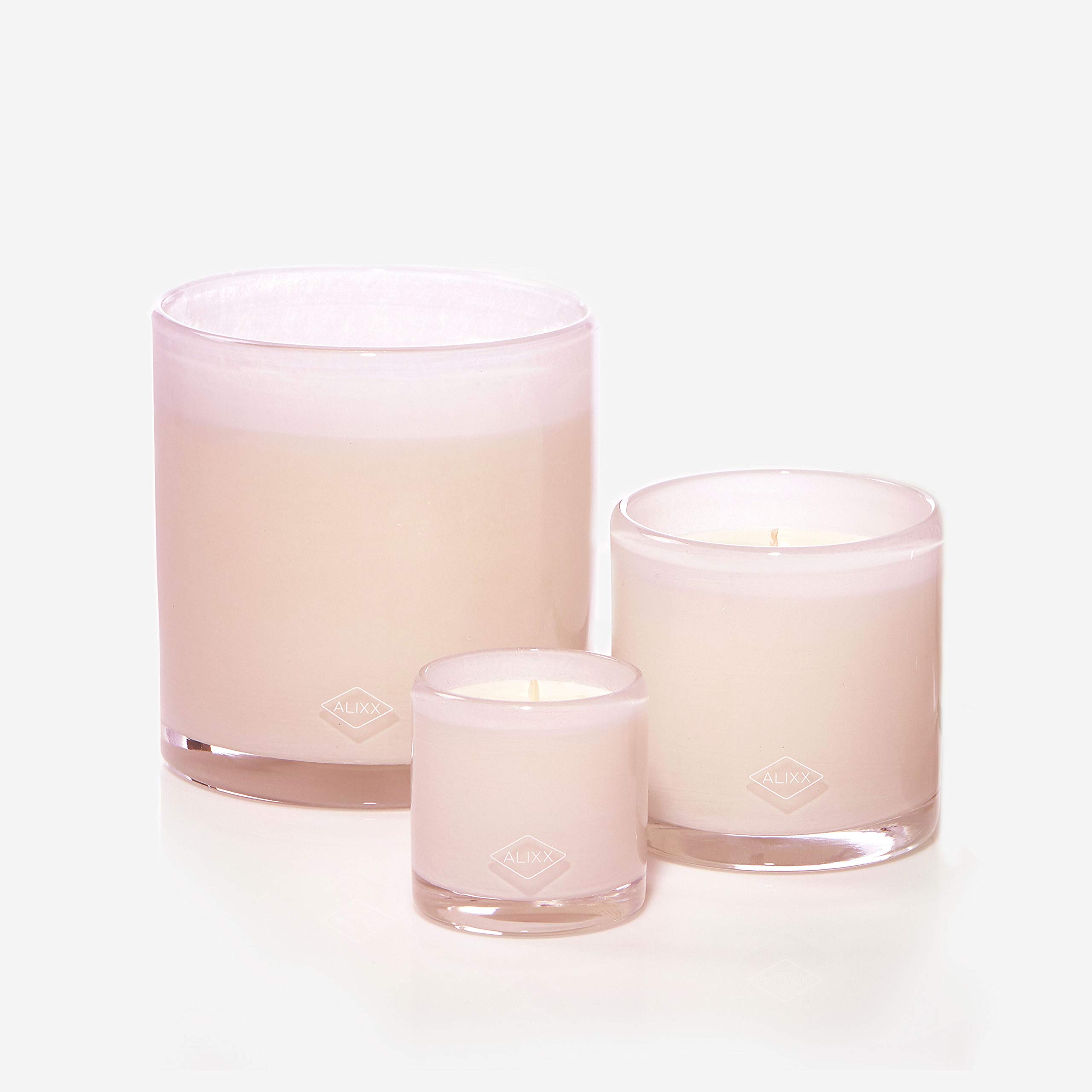 Alixx Jasmine de la Nuit Scented Candle in Rose Glass - Large 42oz for Home Decor, Romantic Ambiance & Relaxation