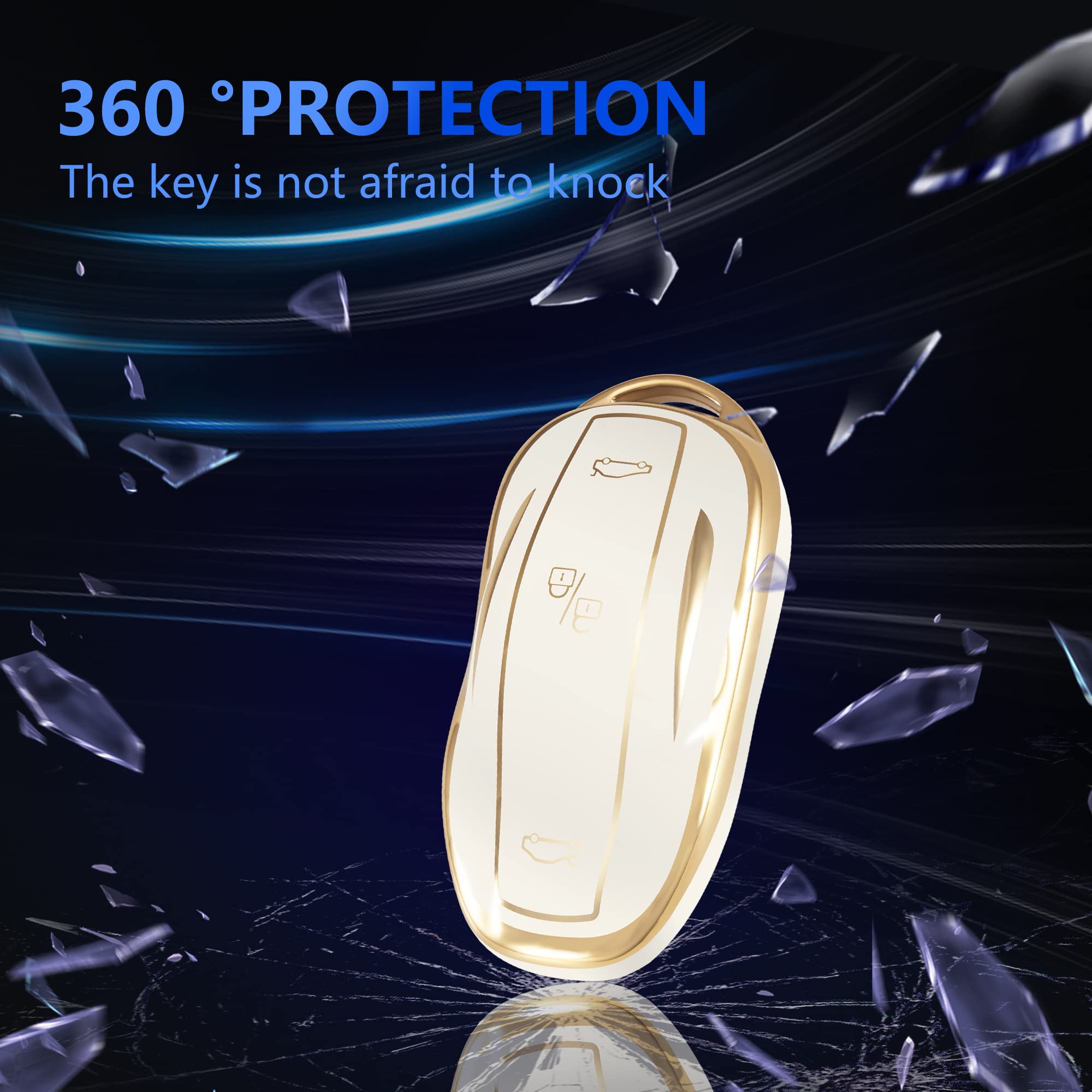 Premium YHC Tesla Key Fob Cover Case with Fashion Keychain - Compatible with Tesla Model S - Durable Protection & Stylish Accessory for Your Car Keys (Perfect for Everyday Use, Gifts & Tesla Enthusiasts)