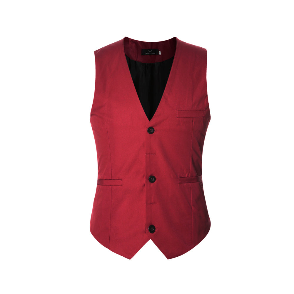 Men's Slim Fit Solid Color Casual Vest - Red | Lightweight & Stylish for Layering, Office Wear & Outdoor Activities