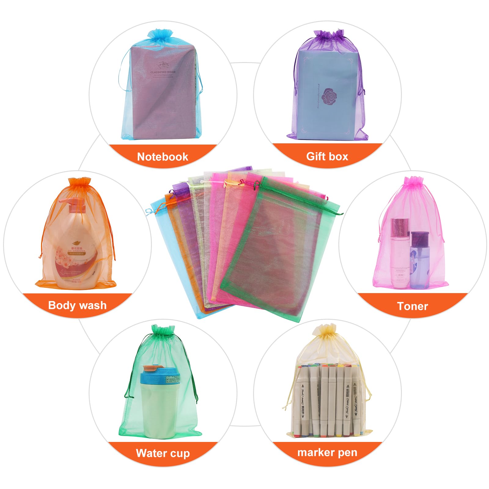 SumDirect 8x12 Inch Large Organza Gift Bags - 100 Pack Drawstring Mesh Favor Bags for Christmas, Weddings, Baby Showers & Party Decorations