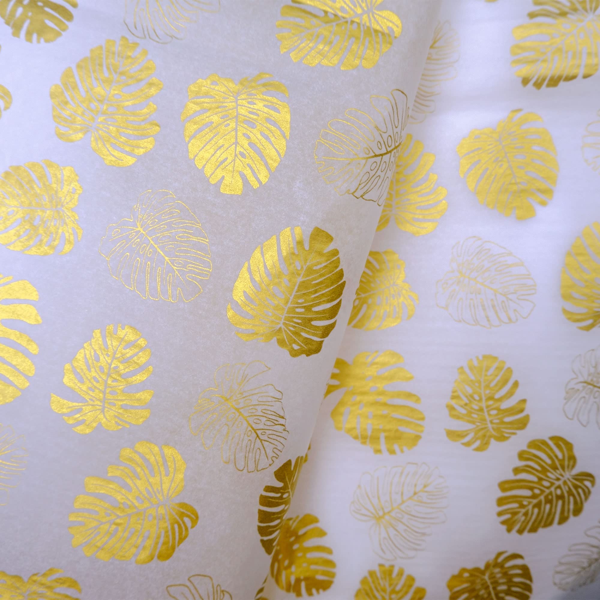 30 Sheets 28x20 Inch Gold Tropical Tissue Paper Bulk - White with Gold Tropical Pattern for Gift Wrapping, Party Decorations & Hawaiian Themed Events | Perfect for Birthday Parties, Luaus, Summer Celebrations & DIY Crafts