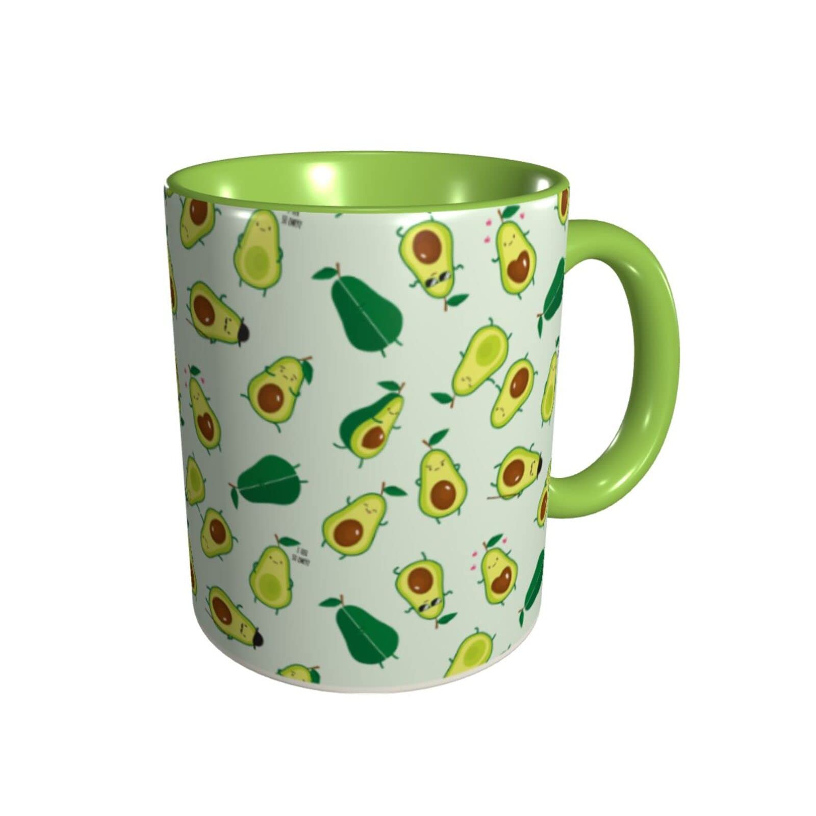 Funny Green Ceramic Avocado Coffee Mug with Handle - Dishwasher & Microwave Safe - Perfect for Home, Office & Gifts