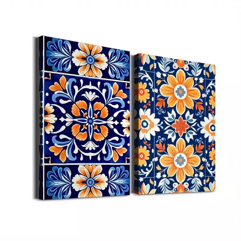2-Pack Vintage Floral Botanical Canvas Wall Art - 50x75cm Framed Modern Print - High Quality Australian Made - Ready to Hang - Perfect for Living Room, Bedroom & Office Decor