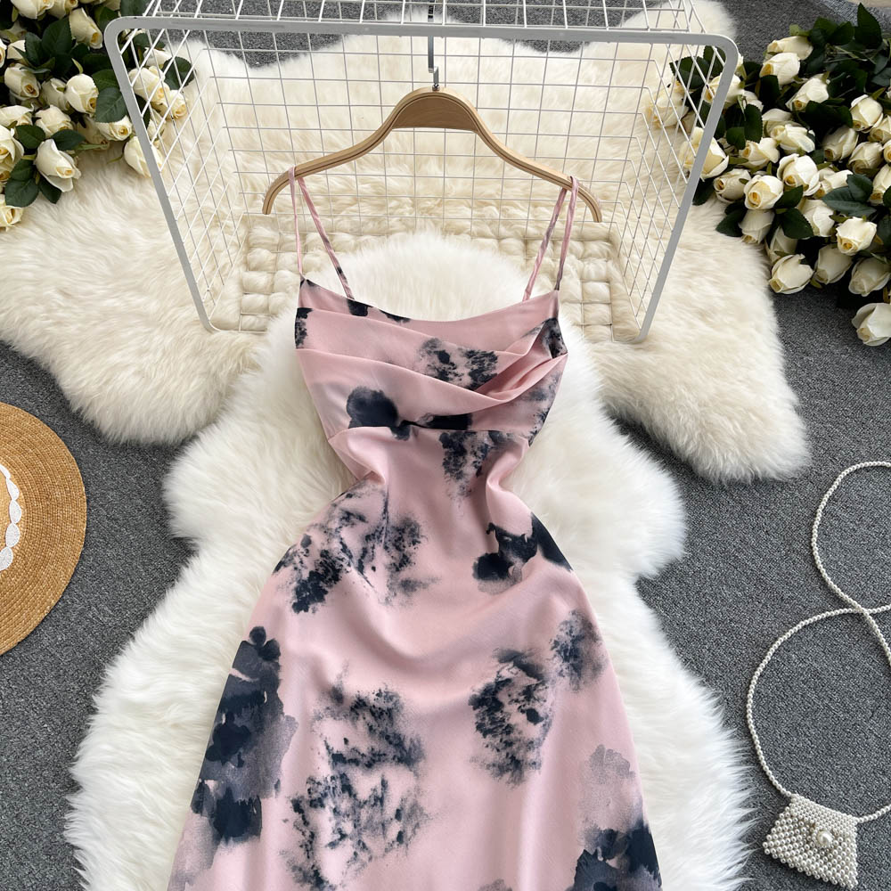 Elegant Printed Spaghetti Strap Summer Dress for Women - Flowy Boho Chic Beach Cover Up, Party & Vacation Outfit