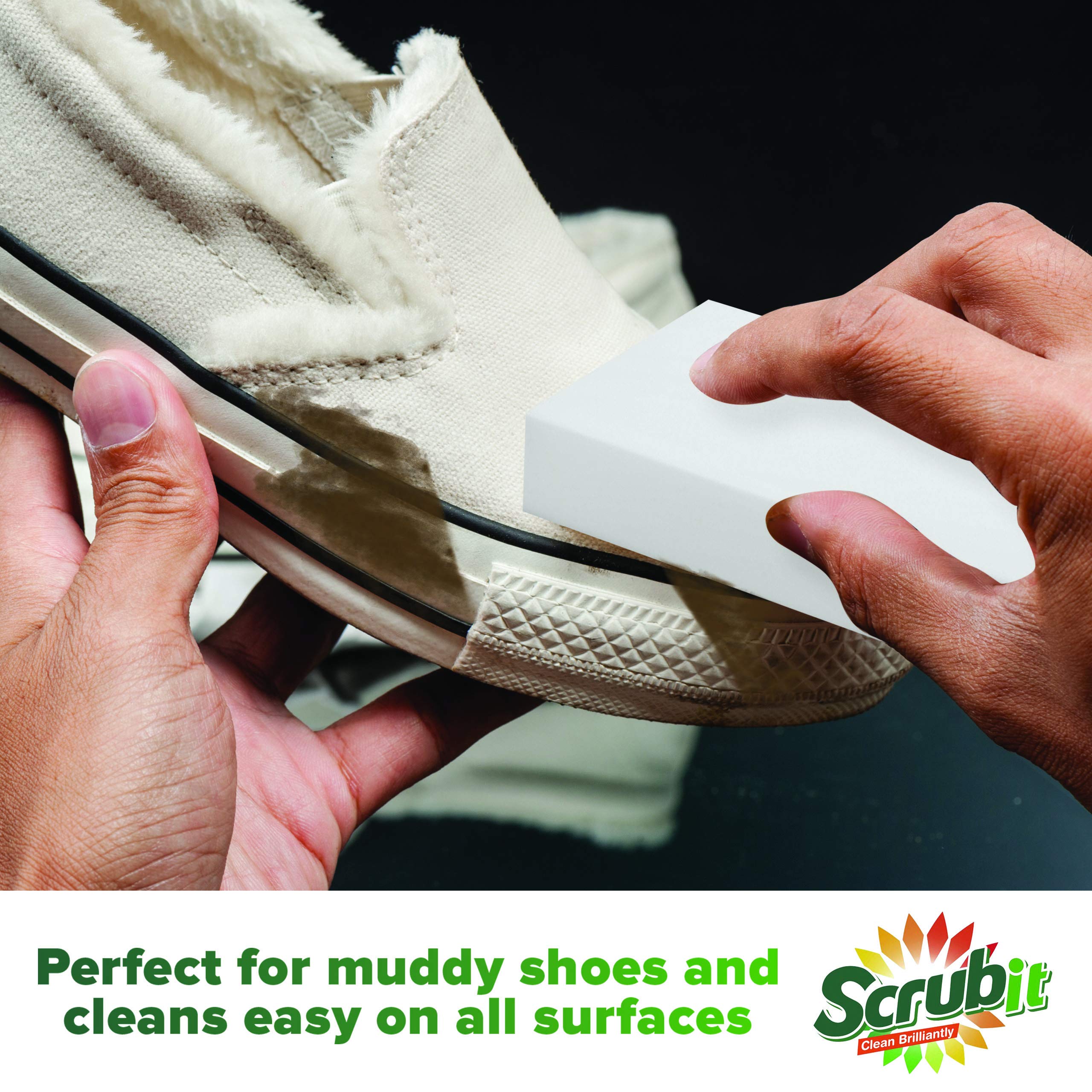 (20 Pack) Extra Thick Magic Sponge Eraser by SCRUBIT - Heavy Duty Melamine Cleaning Sponges for Kitchen, Bathroom, Floor & Wall - Removes Tough Stains & Dirt - Durable Long Lasting Foam Scrubbing Pads (Perfect for Cleaning Grease, Scuffs & Grime on Appliances, Tiles & Countertops)